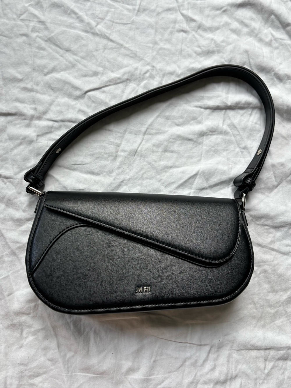 JW PEI Black Sculpted Crescent Shoulder Bag